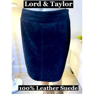 Lord & Taylor, Black Leather Suede Pencil Skirt Sz‎ 6P